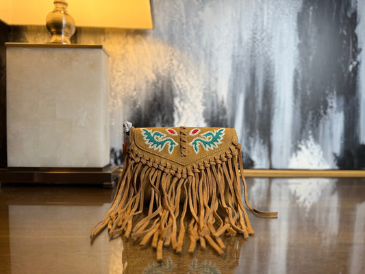 Wrangler Suede Leather Fringe Crossbody | Camel