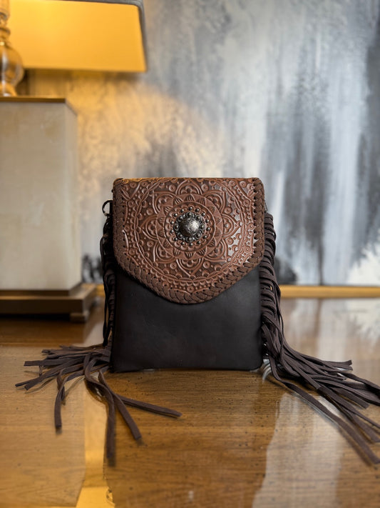 Conquistador Concho Leather Crossbody Bag