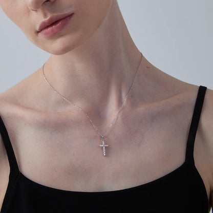 Celestial Radiance Moissanite Cross Necklace