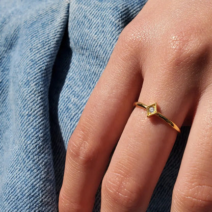 Sleek Solitaire Stacking Ring